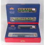 Bachmann 39-005 'Highlander' coach pack, appears as made but weathered with 31-325 BR blue class 102