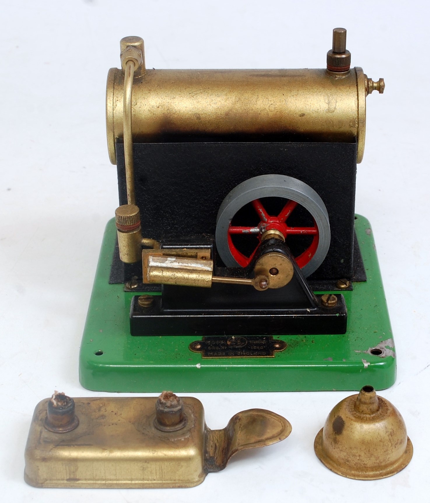 An ESL Ltd No. 1540 Standard Steam Engine comprising of tin housed brass boiler with take-off