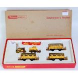 A Triang Hornby R346C Stephenson's Rocket train pack complete with crew, crack to inner plastic