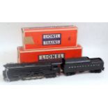 Lionel loco and tender 6-8-6 Pennsylvania 681, black 12v DC (G-VG)(BF)