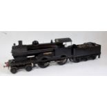 Scratch/kit built 4-4-0 gauge 1 total repaint black, with 6-wheel tender, tender missing both