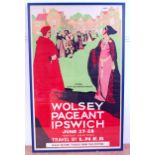 Framed and glazed double royal poster advertising the Wolsey Pageant Ipswich some time in 1930s,