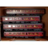 7x Lima maroon LMS bogie coaches with various running numbers, all (G)