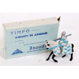 Timpo, Ivanhoe Knights in Armour KN56 'De Bois Guilbert', lead mounted figure, blue/white with