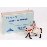 Timpo, Ivanhoe Knights in Armour KN61 'Crusader Mtd' lead figure in white/red cross with shield