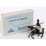 Timpo, Ivanhoe Knights in Armour KN55 'Ivanhoe', lead mounted figure in black with shield and cast