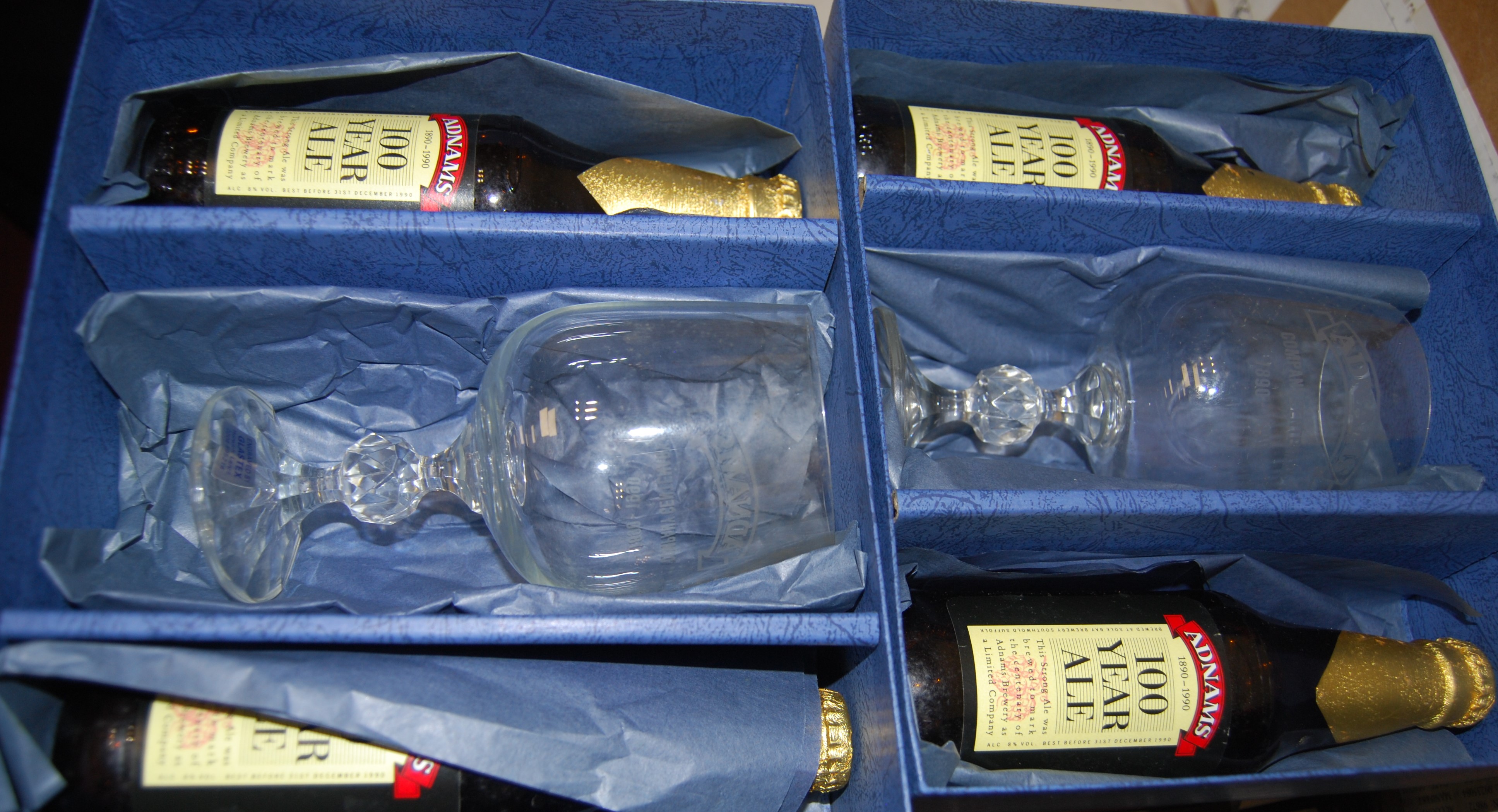 Two boxed Adnam's Company Centenary gift sets for 1990