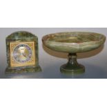 A mid-20th century onyx cased mantel clock, having a gilt dial with silvered chapter ring and