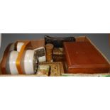 A box of miscellaneous items to include faux tortoiseshell and printed pocket cigarette case,