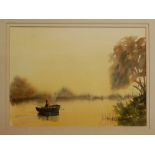 Paul Stafford - Lone boatman, watercolour, 26x35cm, and one other by the artist (2)