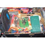 One box containing a large quantity of mixed TV related carded action figures, gift sets, and
