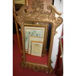 A gilt composition relief moulded wall mirror in the mid 18th century style, height 162cm