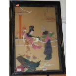 A mid 20th century Japanese Shibyama panel, in glazed frame (a/f) 60x40cm
