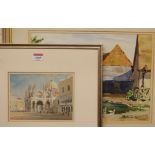 Anthony Fleming - Piazza scene, watercolour, 14x19cm; and H Reddell - Summer, watercolour, signed