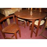 A contemporary Jonelle Burmese slatted teak breakfast suite, comprising circular table and four