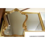 Reproduction gilt framed wall mirror in the Rococo taste, height 102cm, together with one other gilt