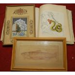 A box of assorted loose engravings, prints, together with sundry ephemera, Indian gouache etc