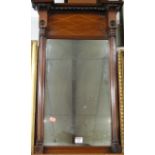 A Regency mahogany pier glass having a ball applied frieze and twin reeded pilasters, height 70cm