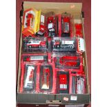 One tray containing a quantity of Del Prado and Solido and other emergency services fire engines,