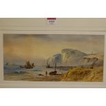Edward Lewis (1903-1943) - South coast scene with fishing boats, watercolour, 15x32cm; and WH