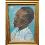 20th century school profile portrait of a North African man, pastel, indistinctly signed, 37x24cm