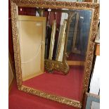 Reproduction gilt framed and bevelled rectangular wall mirror, 133x105cm