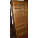 A modern pine freestanding open bookshelf, having five adjustable shelves, width 93.5cm