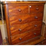 A Victorian mahogany round cornered chest of two short over three long drawers, width 102.5cm