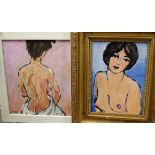 Contemporary school - four various acrylic studies of female nudes
