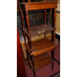 A pair of mahogany single drawer two-tier occasional tables, on turned supports, w.51.5cm