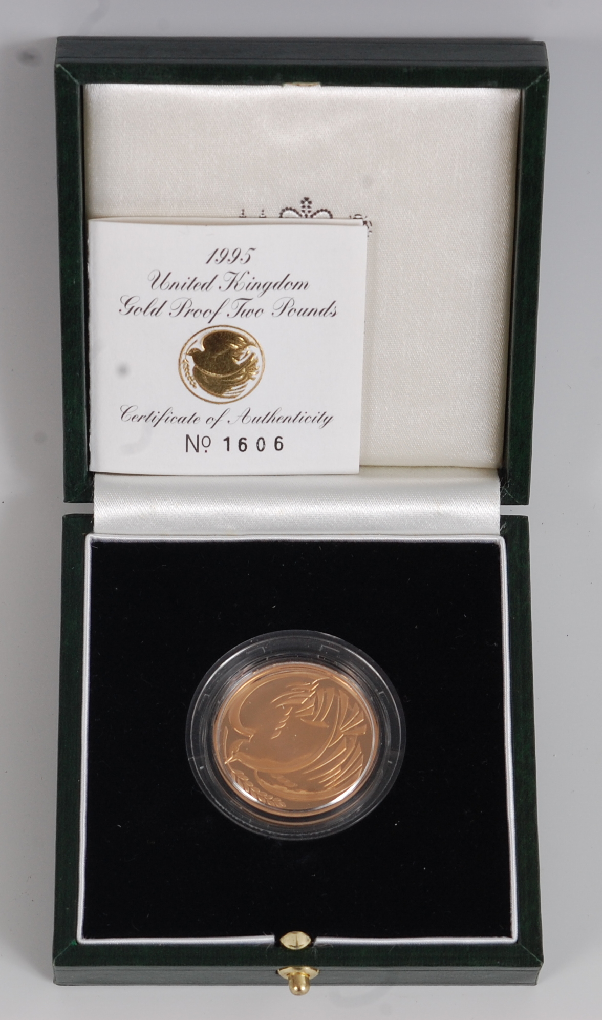 Great Britain, a cased 1995 gold proof two-pound coin, with certificate of authenticity. (1)