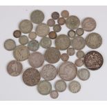 Great Britain, a mixed lot of George III and later silver coins, to include 1890 Victoria crown,