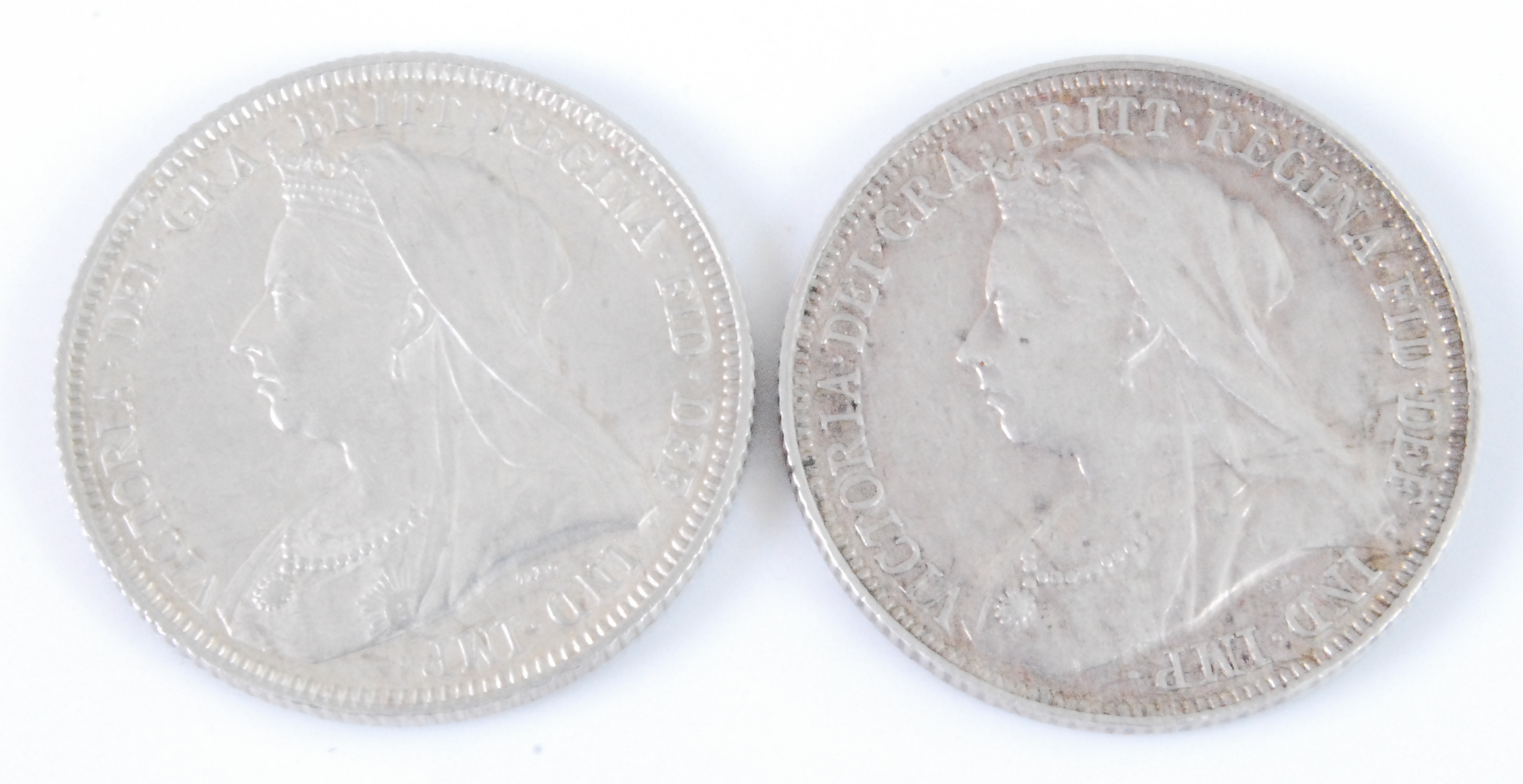 Great Britain, 1893 shilling, Victoria "veiled" head, rev; three crowned shields within garter