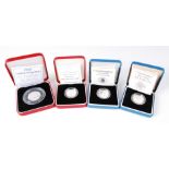 United Kingdom, four various cased silver proof coins to include 1998 piedfort £1, 1998 piedfort