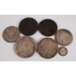 Great Britain, collection of seven George III and later silver and copper coins, to include 1797