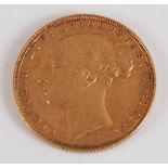 Great Britain, 1878 gold full sovereign, Victoria 'young head' above Melbourne mint mark, rev. St