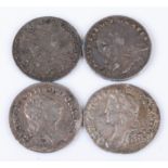 Great Britain, Four Maundy Money 1d coins to include George III 1743, 1786, 1795 and 1800. (4)