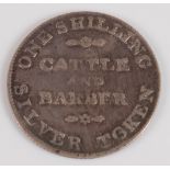 Great Britain, 1 Shilling token, York, issued by Cattle & Barber, obv: Arms of the city between