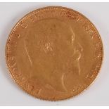 Great Britain, 1910 gold full sovereign, Edward VII, rev. St George & Dragon above date. (1)