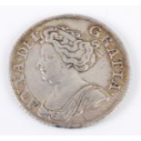 Great Britain, 1711 shilling, Queen Anne laureate bust, rev; crowned cruciform shields and crowned