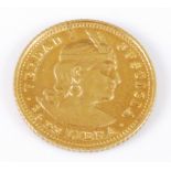 Peru, 1922 gold 1/5 Libra,