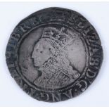 England, Elizabeth I (1558-1603) shilling, bust facing left, rev; quartered shield below bell (Tower