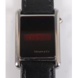 A Tiffany & Co 1973 Fairchild LED digital wristwatch, steel cased, the dial of square form with