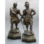 After Arthur Waagen (1833-1898) - A pair of Roman soldiers, bronzed spelter figures, each bearing