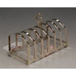 A modern silver six division toast rack by Adie Brothers, Birmingham