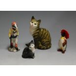 A Beswick figure of a seated cat, impressed Beswick England 1030, h.16cm; together with a smaller