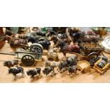 A large collection of assorted horse ornaments, to include Melba shire horses, dray carts etc