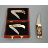 A modern decorative Franklin Mint pocket knife, decorated in the Chinese style; together with a