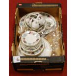 A box of miscellaneous items, to include Spode bread plate, Royal Doulton Camelot teawares etc