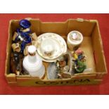 A box of miscellaneous items, to include Wade Whisky bell, Doulton Bunnikins baby plate etc